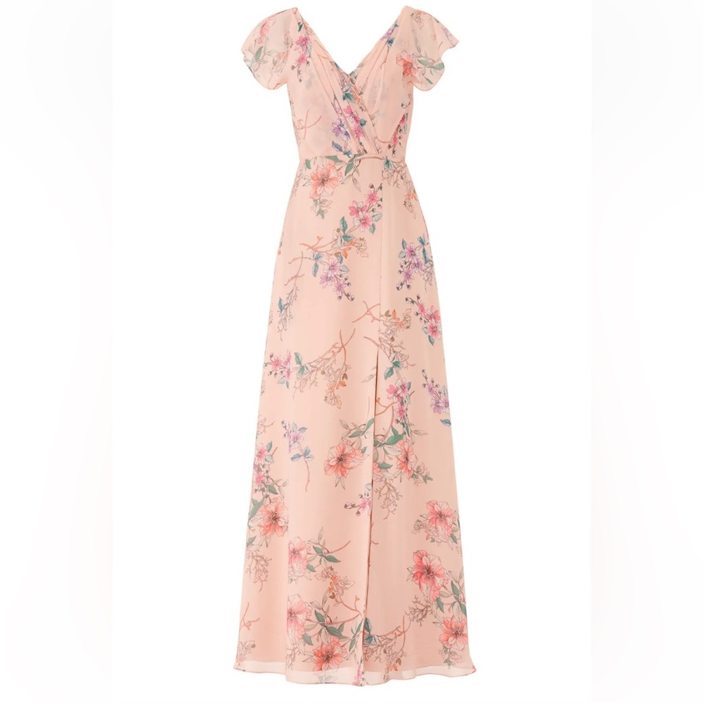 Monique Lhuillier Blush Pink Floral Maxi Dress